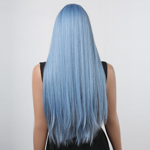 【YW61】26 Inches long straight blue wigs with middle bangs wigs for women for daily life WL1085-3