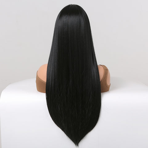 T25 long straight wigs black wigs with lace front wigs for women WL1014-1