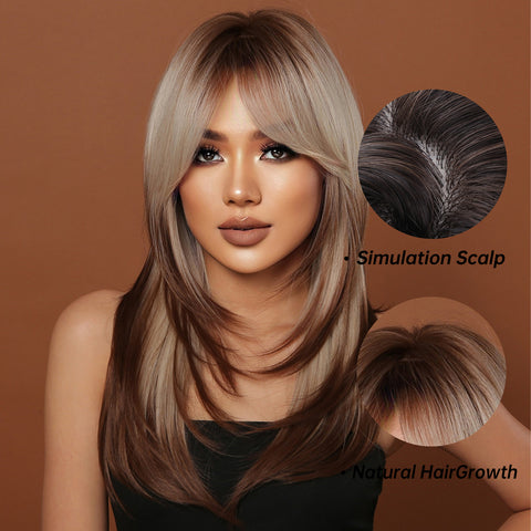 【Gaby 25】🔥BUY 3 WIG PAY 2 WIG🔥 long blonde straight wigs with bangs wigs for women LC2068-9