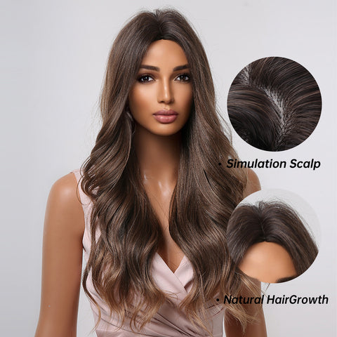 【Gaby 58】🔥BUY 3 WIG PAY 2 WIG🔥 Haircube 30 Inch Long Brown  Wavy Wig Middle Part Natural for Woman Party Daily DIY LC2040-1