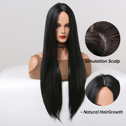 【Luna 25】 Haircube 30 inch long straight wigs black wigs for women WL1014-1
