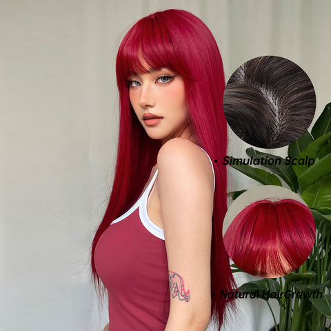 S76 Haircube 26 Inch Long Red Straight Wig   WL1085-1