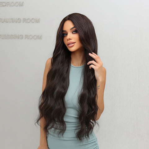 【Peachy 23】 30 inches Wavy long Fashion Wig with Bangs LC5036