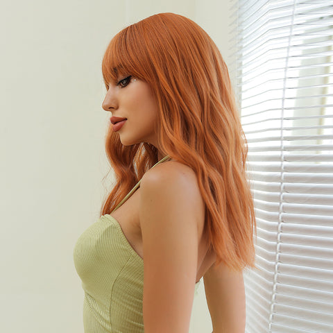 【Gaby 80】🔥BUY 3 WIG PAY 2 WIG🔥20 Inch Long curly wigs orange with bangs wigs  lc079-1