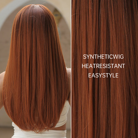 【YW97】24 inches ombre ginger orange hair with bangs long straight wigs for women WL1040-1