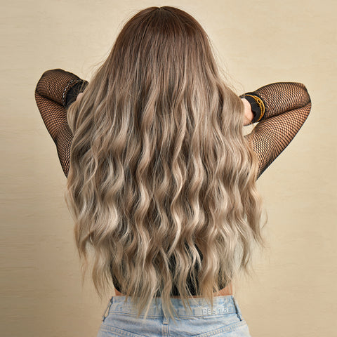 S35 Long Ombre Brown Wavy Curly Wig 26 Inch  LC179-10