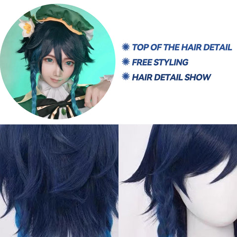 Haircube 20 Inch Genshin Impact Venti Wig Heat Resistant Synthetic Wig Natural Fashion Party Diy Cosplay RP005-1