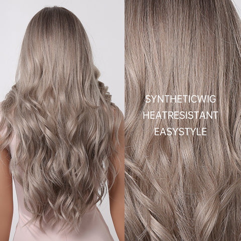 【Luna 2】 Haircube 30 Inch Long Silver Gray  Wavy Wig Middle Part Natural for Woman Party Daily DIY LC2044-1