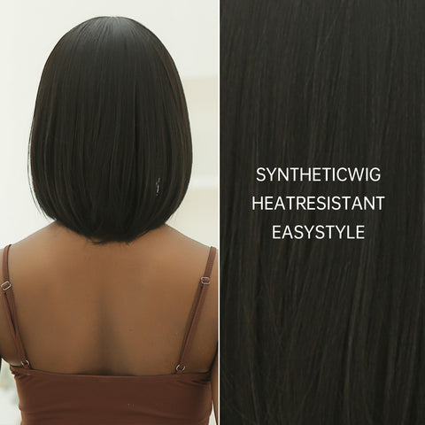 【YW79】 Haircube 10 Inch Short Black  Bob Wig with Bang Natural Comfortable for Woman Party Daily DIY LC2049-1
