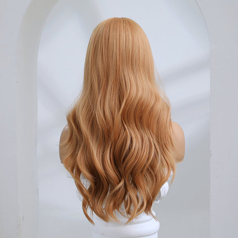 S9 Long Brown Slight Wavy Curly Wig   lc8044