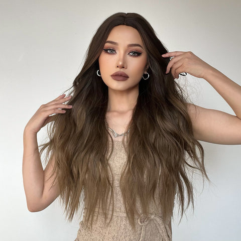【Peachy 1】26 inches Natural Wavy Long sexy body wave Fashion Wig LC179-1