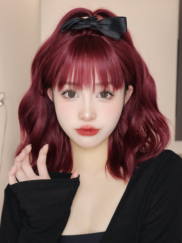 【Gaby 35】🔥BUY 3 WIG PAY 2 WIG🔥Short Red Wavy Curly Synthetic Wig with Bang Natural Fashion LC2073-1