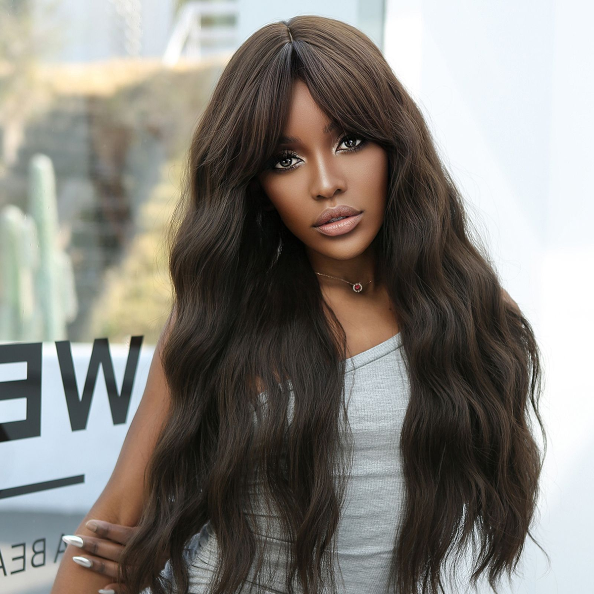 【Gaby】🔥BUY 3 WIG PAY 2 WIG🔥 brown curly wigs with bangs wigs for Women WL1115-1